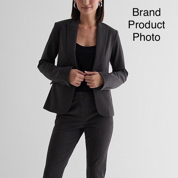 Express Editor Taupe Long Sleeve One-Button Blazer Suit Jacket Women’s Size 8 - Picture 5 of 13
